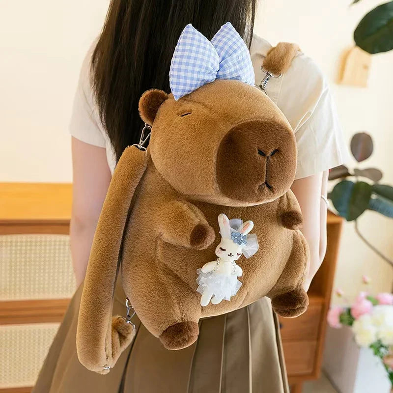 Cute Capybara With Flower/Fruit/Doll Plush Backpacks 35cm - 7 Styles