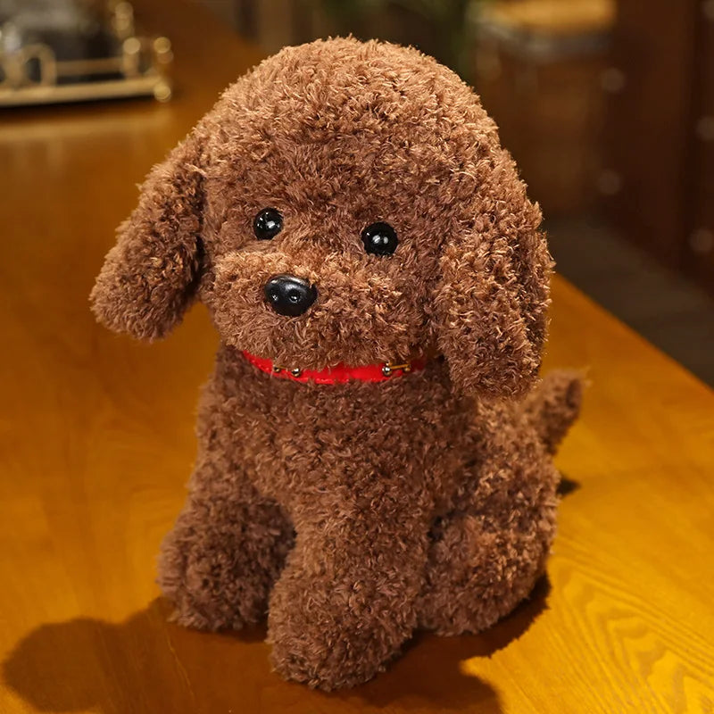 Cute Teddy Bear Dog With/Without Hair Clip Plush Toys 22/28cm (Brown/White/Khaki ) - 6 Styles