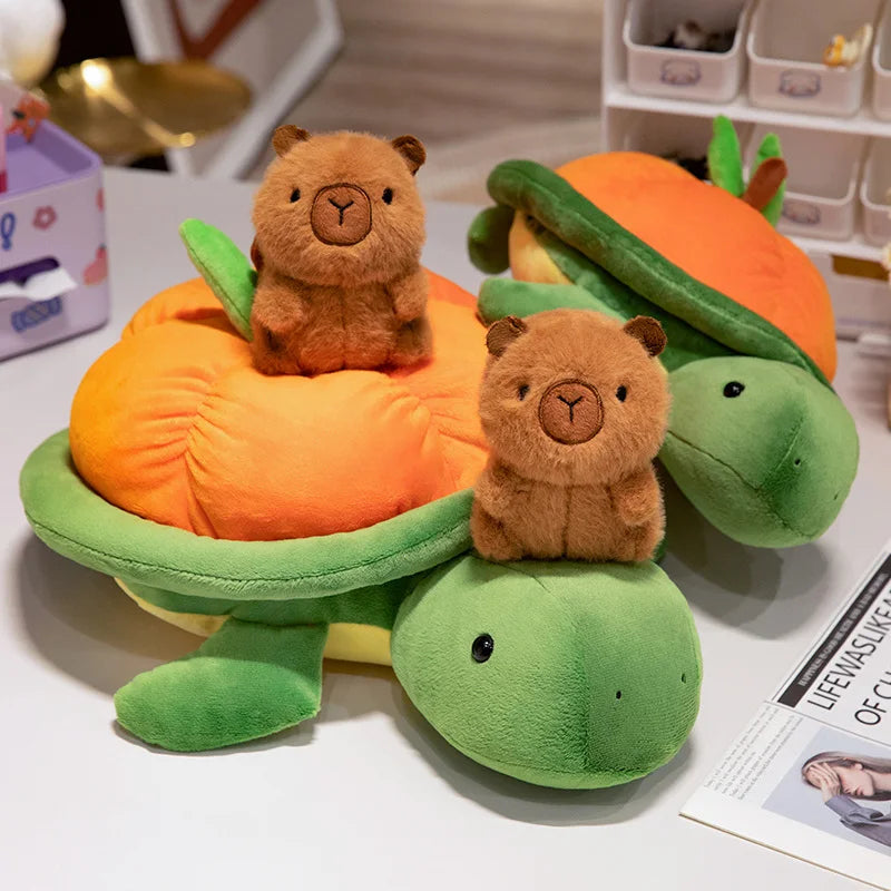 Cute Turtle And Persimmon Hybrid With Capybara Plush Toys or Plush Backpacks 35/45/55cm