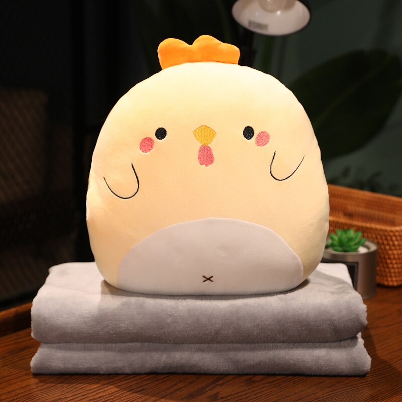 Animal (Dinosaur/Duck/Rabbit/Dogs/Chick/Cat/Pig) Squishy Hand Warmer Plush Toys with Blanket