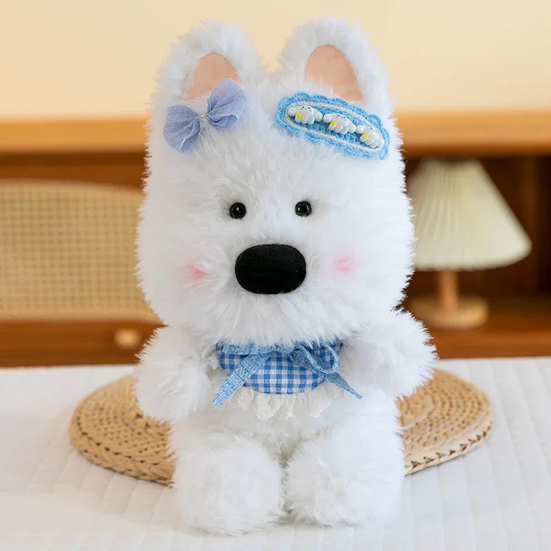 Cute Dog (West Highland White Terrier) With Hair Clip Plush Toys 30cm - 5 Styles