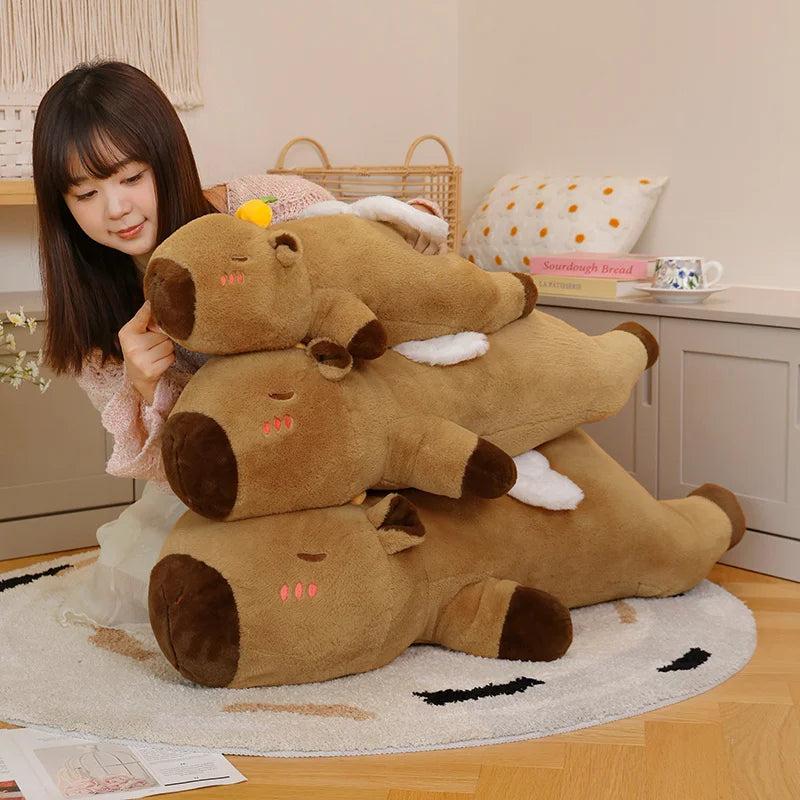 Cute Capybara With Persimmon And Wings Plush Pillows 60/80/100cm
