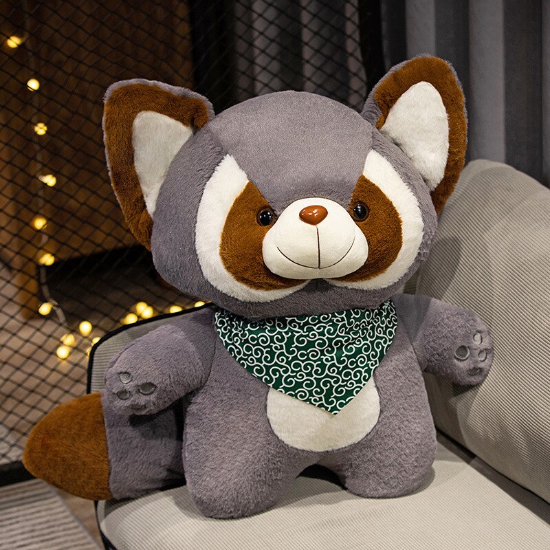 Cute Raccoon(Brown/Grey) with Red/Green Scarf Plush Toys 35-90cm