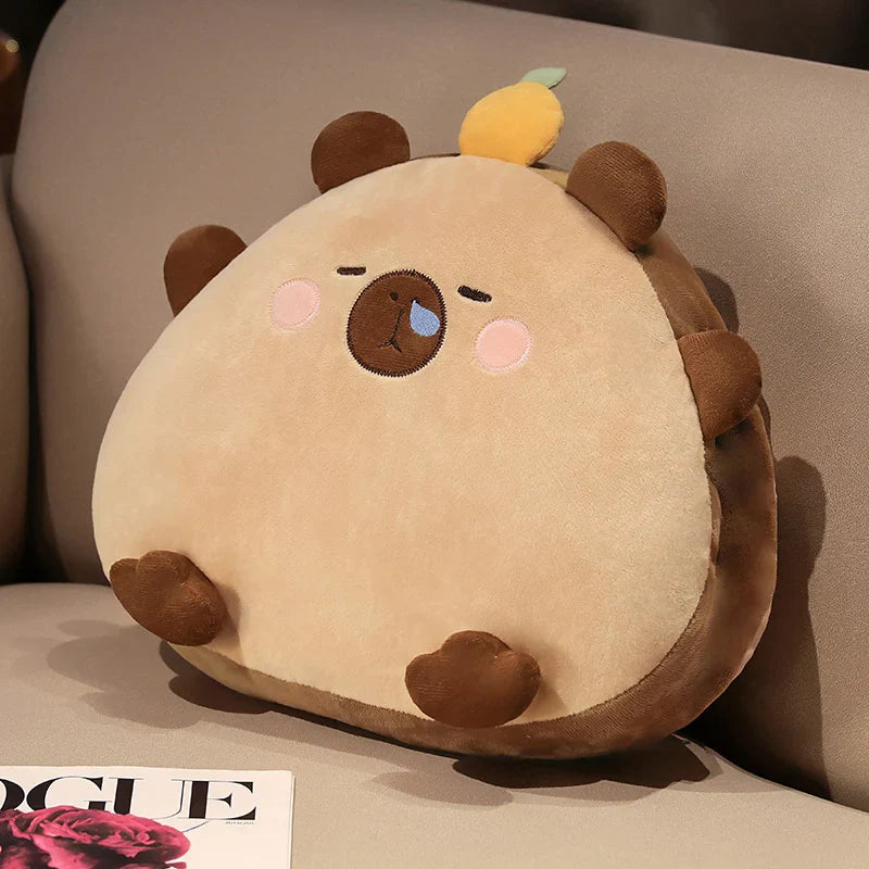 Cute Capybara Hand Warmer Pillow Plush Toys With/Without Blanket -Orange/Pink/Brown