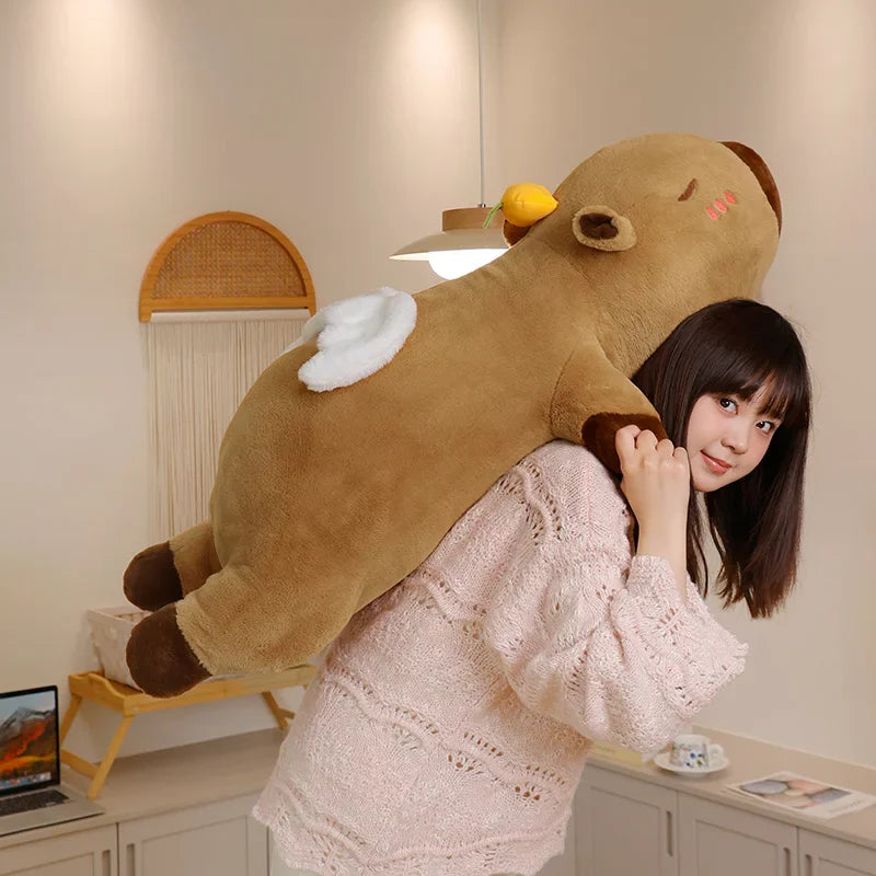 Cute Capybara With Persimmon And Wings Plush Pillows 60/80/100cm