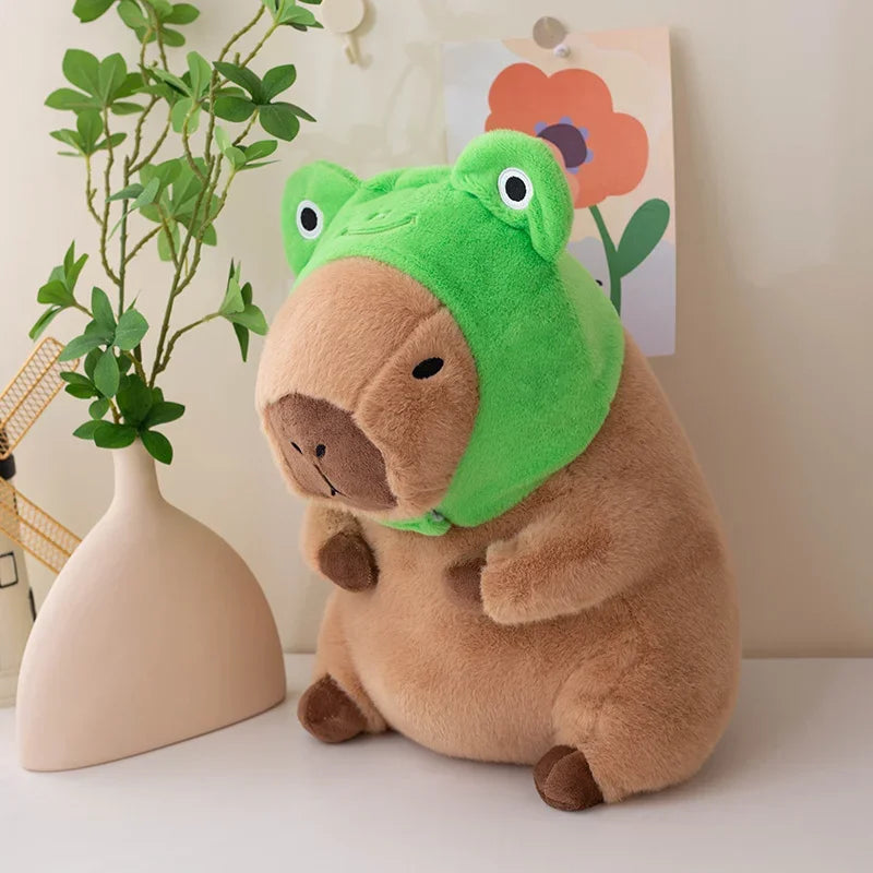Cute Capybara With Animal/Fruit Hat Plush Toys 30/40cm - 2 Styles