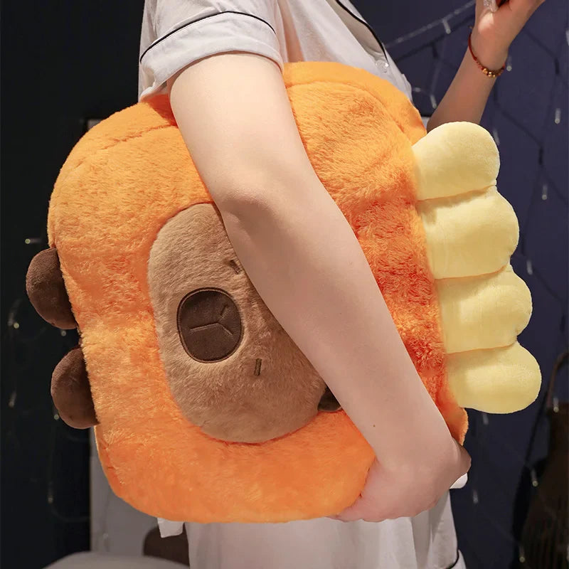 Cute Capybara With Food (Toast/Chips/Hamburger) Dress Up Plush Toys