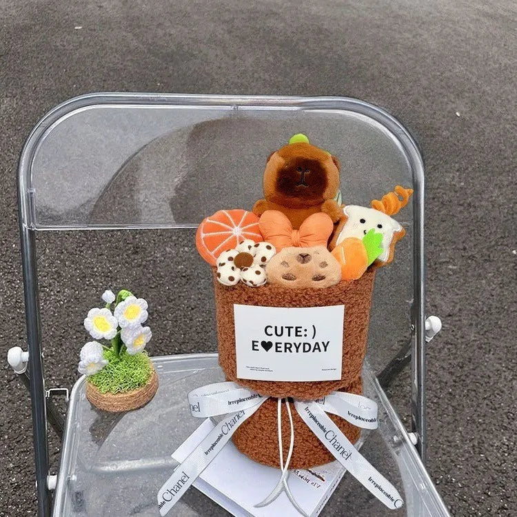 Cute Capybara With Flower Plush Bouquet - 7 Styles