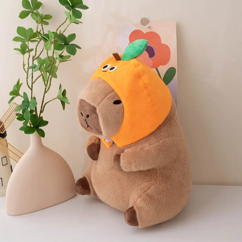 Cute Capybara With Animal/Fruit Hat Plush Toys 30/40cm - 2 Styles