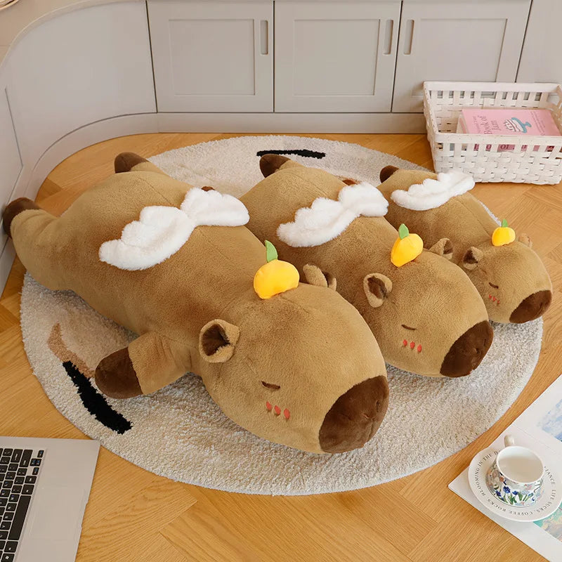 Cute Capybara With Persimmon And Wings Plush Pillows 60/80/100cm