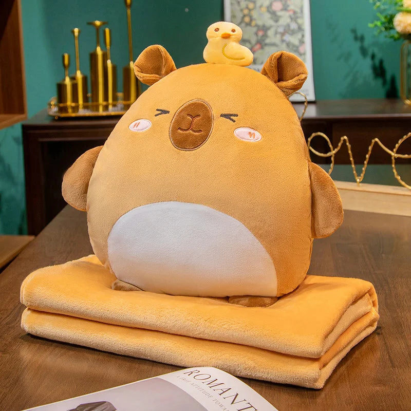 Cute Capybara Hand Warmer Pillow Plush Toys With Blanket - 3 Styles