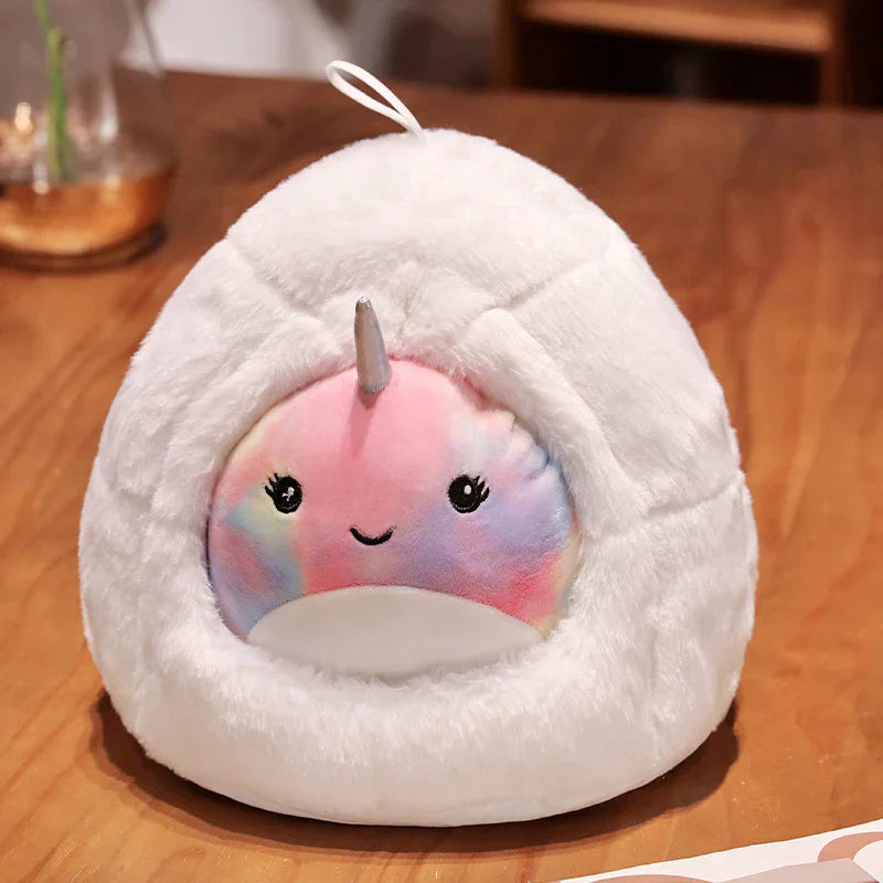 Cute Penguin/Narwhal Plush Toys With Igloo 30cm - 7 Styles