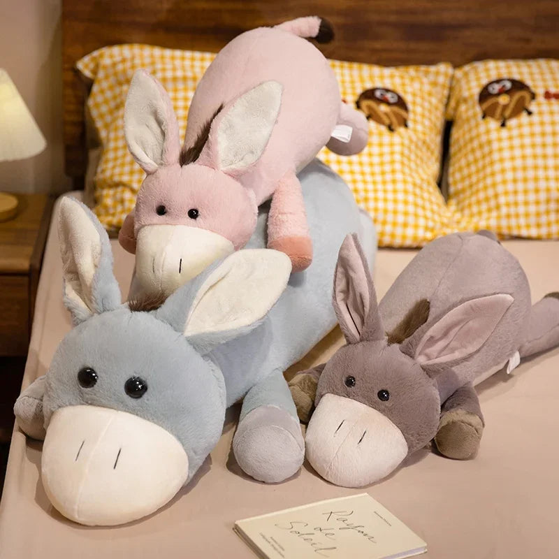 Cute Donkey Plush Pillow 50/65/90/110cm - Grey/Blue/Pink