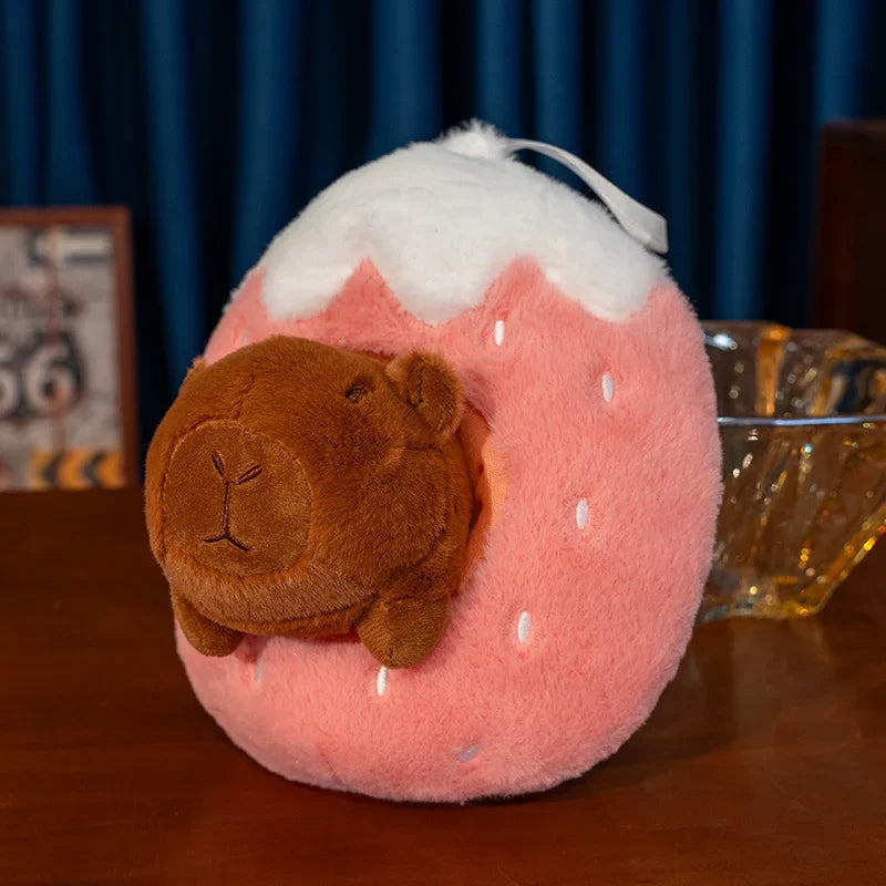 Cute Capybara With Avocado/Banana/Carrot/Strawberry/Baguette Plush Toys 25cm