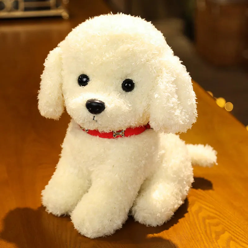 Cute Teddy Bear Dog With/Without Hair Clip Plush Toys 22/28cm (Brown/White/Khaki ) - 6 Styles