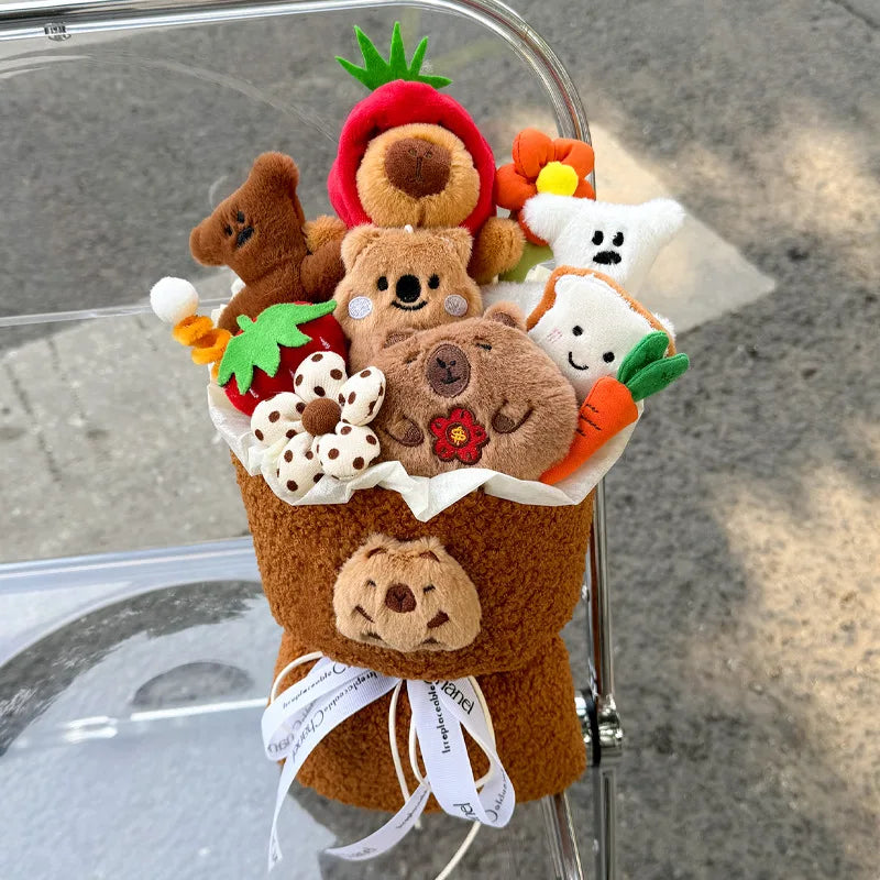 Cute Capybara With Flower Plush Bouquet - 7 Styles