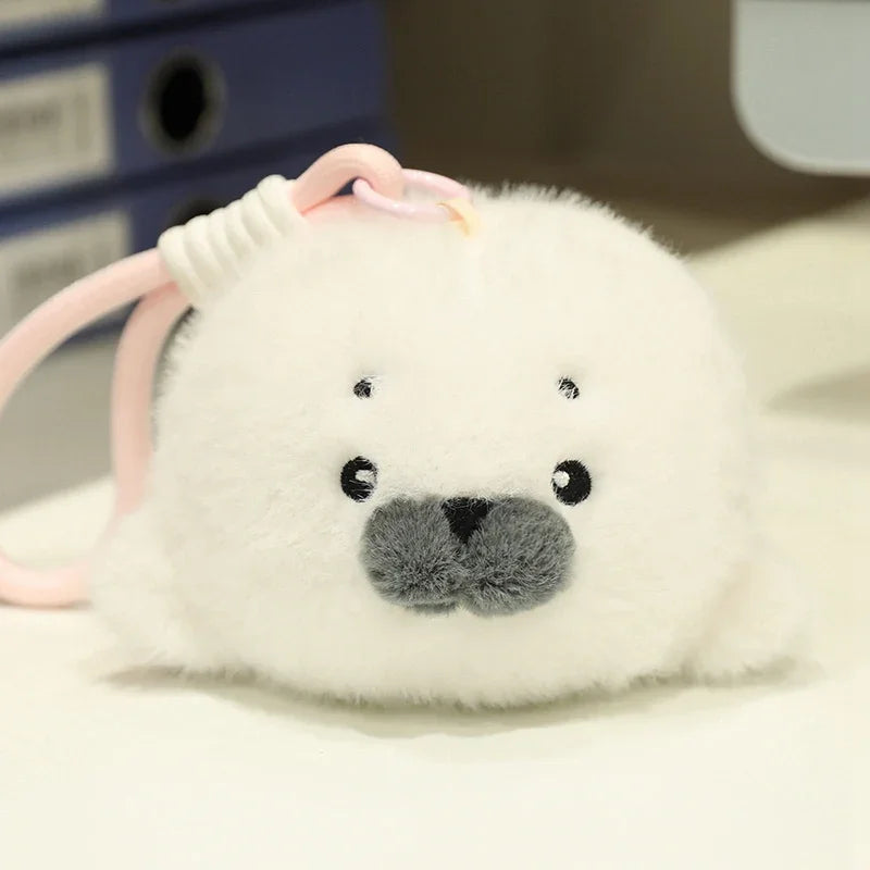Cute Ball Shaped Animal Plush Keychain - Cat/Rabbit/Seal/Penguin/Cow/Elephant/Bee/Bird/Hamster