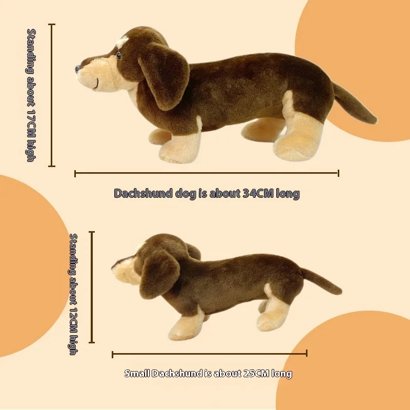 Cute Dog (Dachshund) Plush Toys 25/34cm - Black/Dark Brown/Light Brown