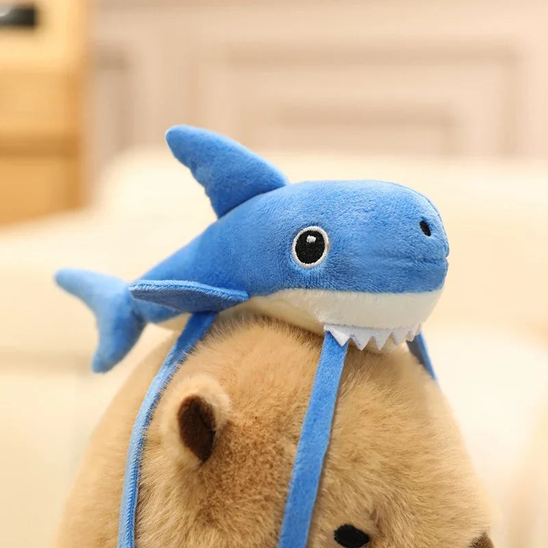 Cute Capybara With Seal/Crocodile/Duck/Octopus/Shark Bag With/Without Flower Hat Plush Toys 20/30/40cm