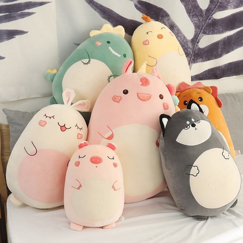 Animal (Chicken/Rabbit/Lion/Unicorn/Pig/Dinosaur/Dog) Chubby Pillow Plush Toys 40-80cm