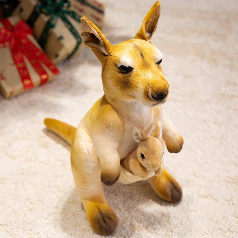 Cute Kangaroo With Joey Plush Toys 35x38cm - Brown/Grey