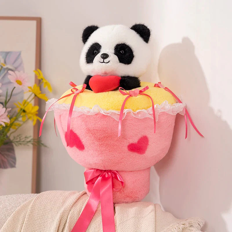 Cute Animal With Heart In Bouquet Plush Toys 40cm - Pig/Panda/Capybara