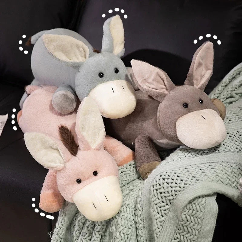 Cute Donkey Plush Pillow 50/65/90/110cm - Grey/Blue/Pink