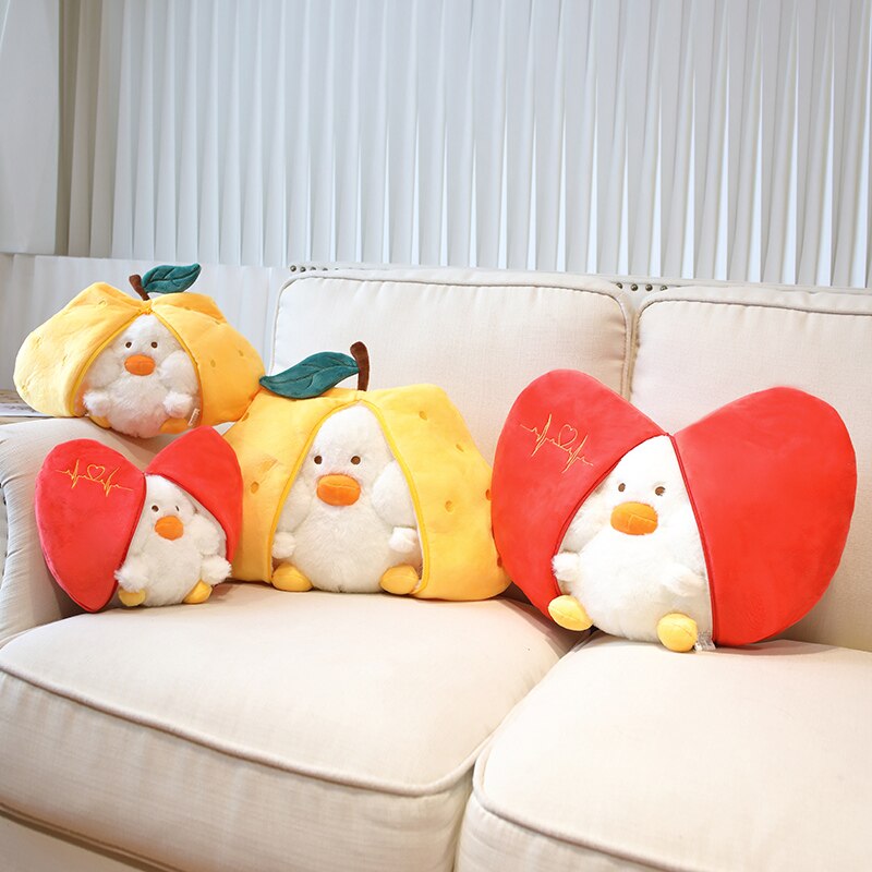 Funny Duck In Pear/Heart Bag Plush Toys 20cm/35cm
