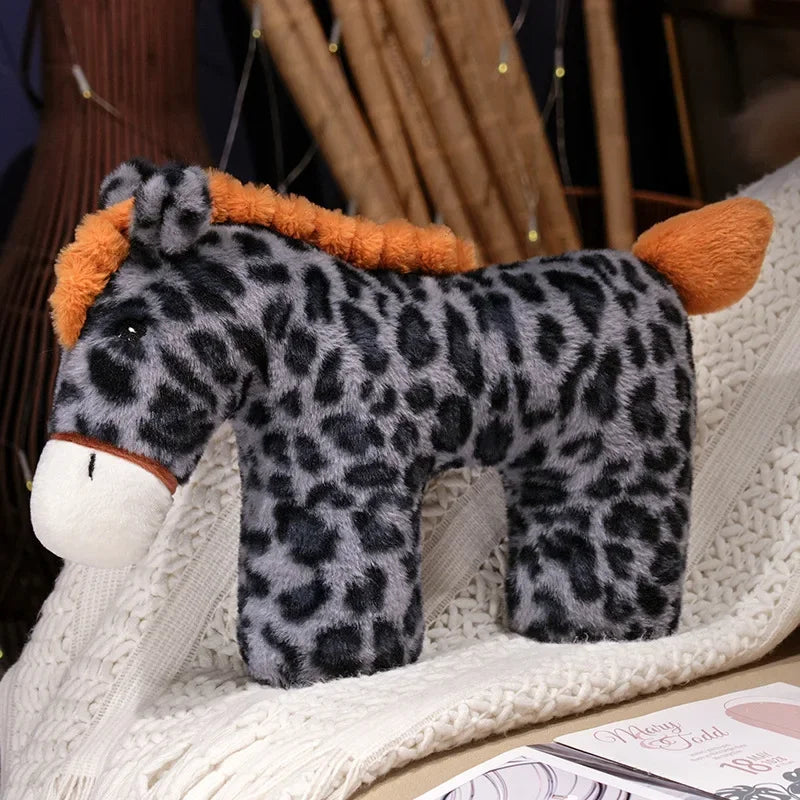 Cute Spotted Horse Plush Pillows 43x33cm - Grey/Brown/Pink
