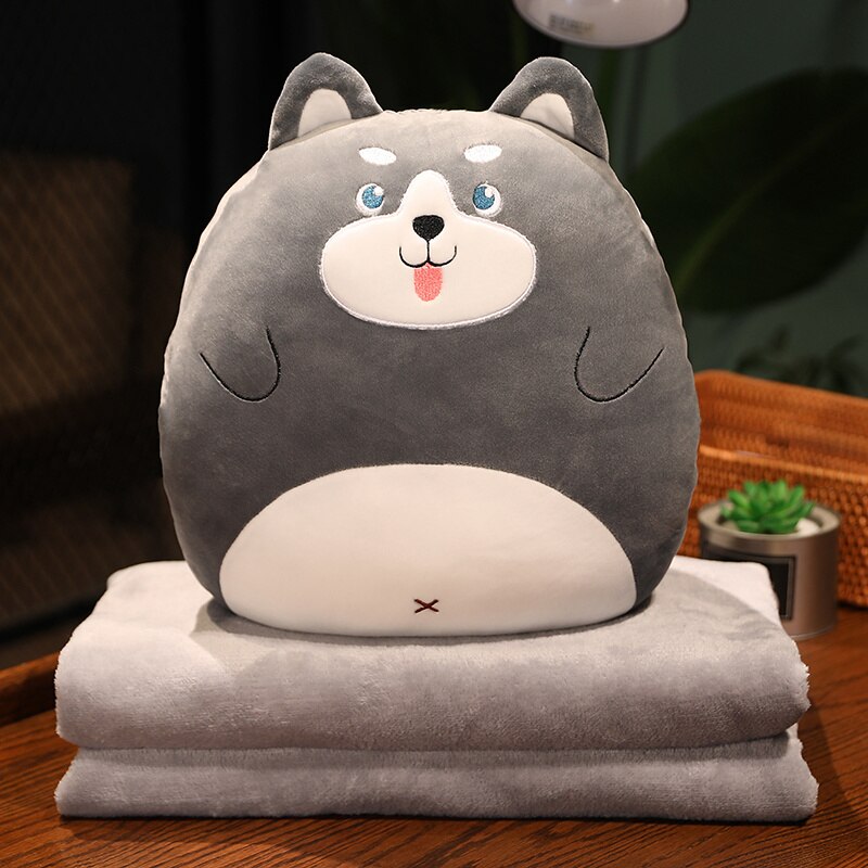 Animal (Dinosaur/Duck/Rabbit/Dogs/Chick/Cat/Pig) Squishy Hand Warmer Plush Toys with Blanket
