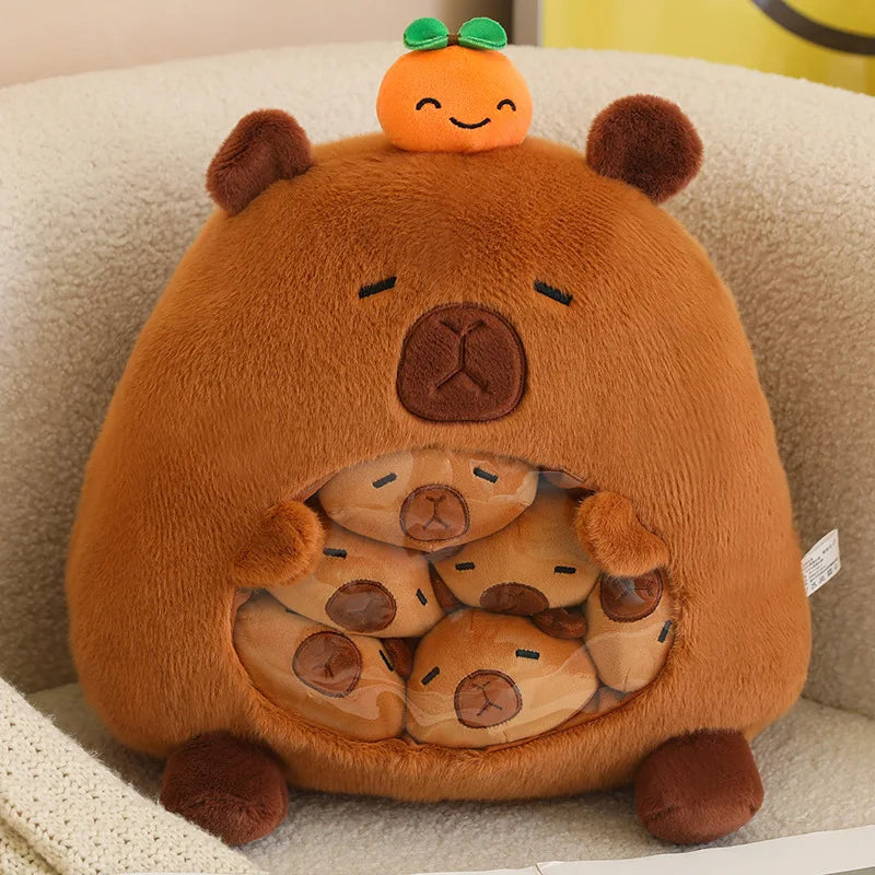 A Bag of 6 pcs Capybara/Shark Mini Plushies Pillow Plush Toys 35cm