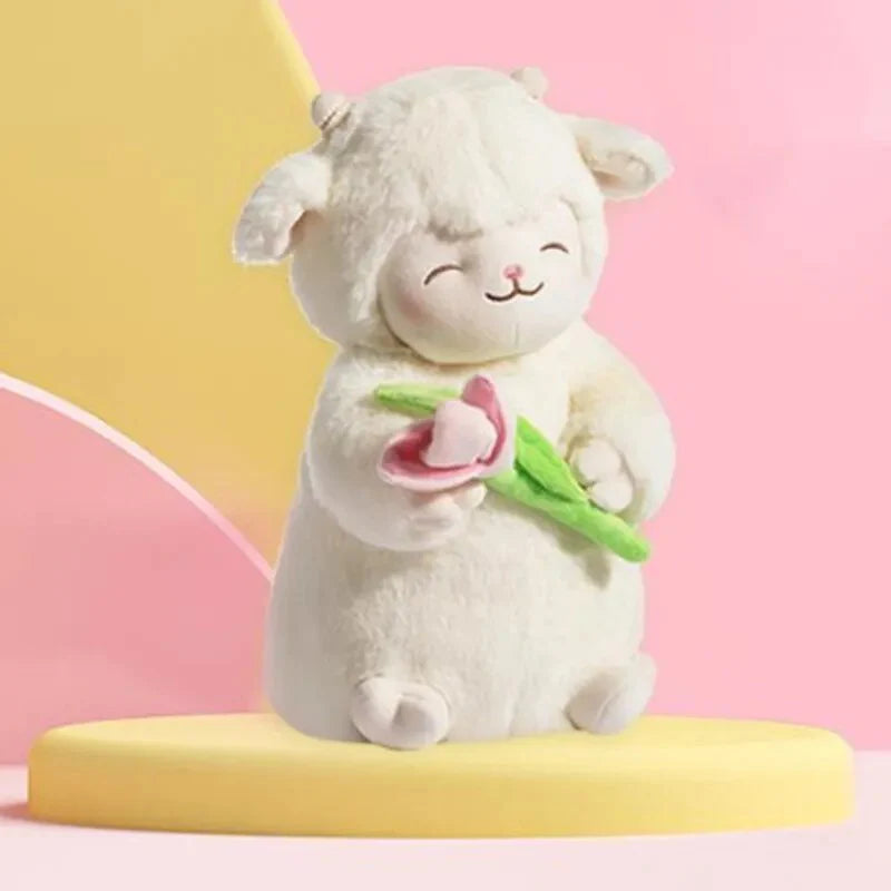 Smiling Sheep/Lamb With Fruit Dress Up/With Flower/With Moon Plush Toys- White/Pink