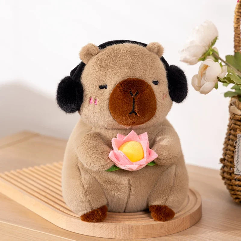 Capybara(White/Brown) With Headset and Lotus / Black-and-white Colobus Monkey Plush Toys 25/38cm - 4 Styles