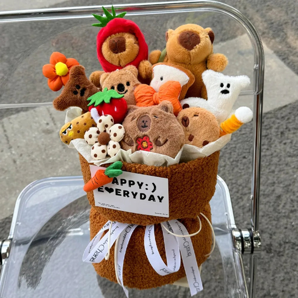 Cute Capybara With Flower Plush Bouquet - 7 Styles