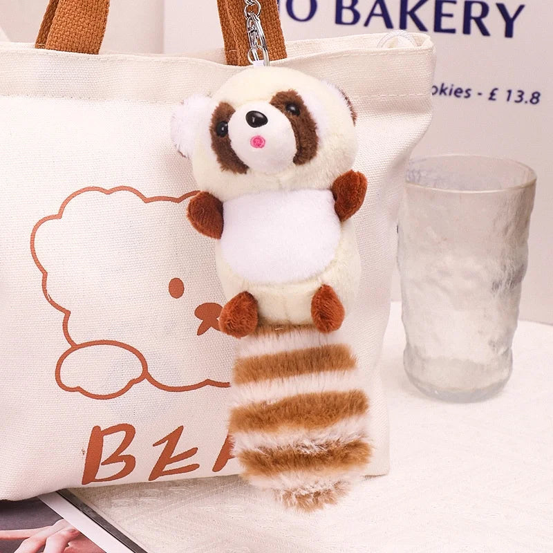 Cute Raccon Plush Keychains 15cm - Grey/Pink/Chocolate/Beige/Camel