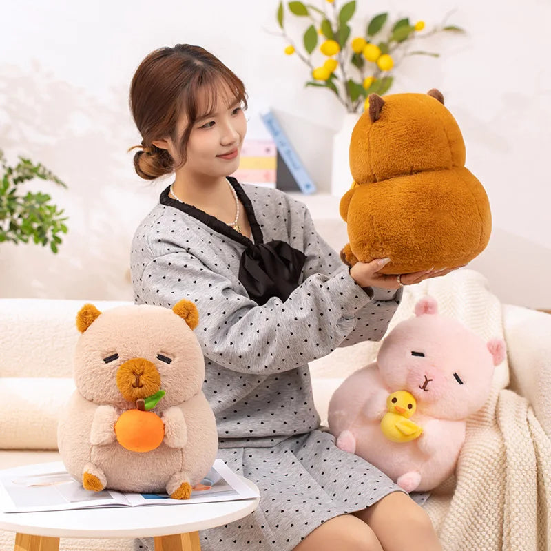 Cute Chubby Capybara Plush Toys 30cm - Brown/Pink/Khaki