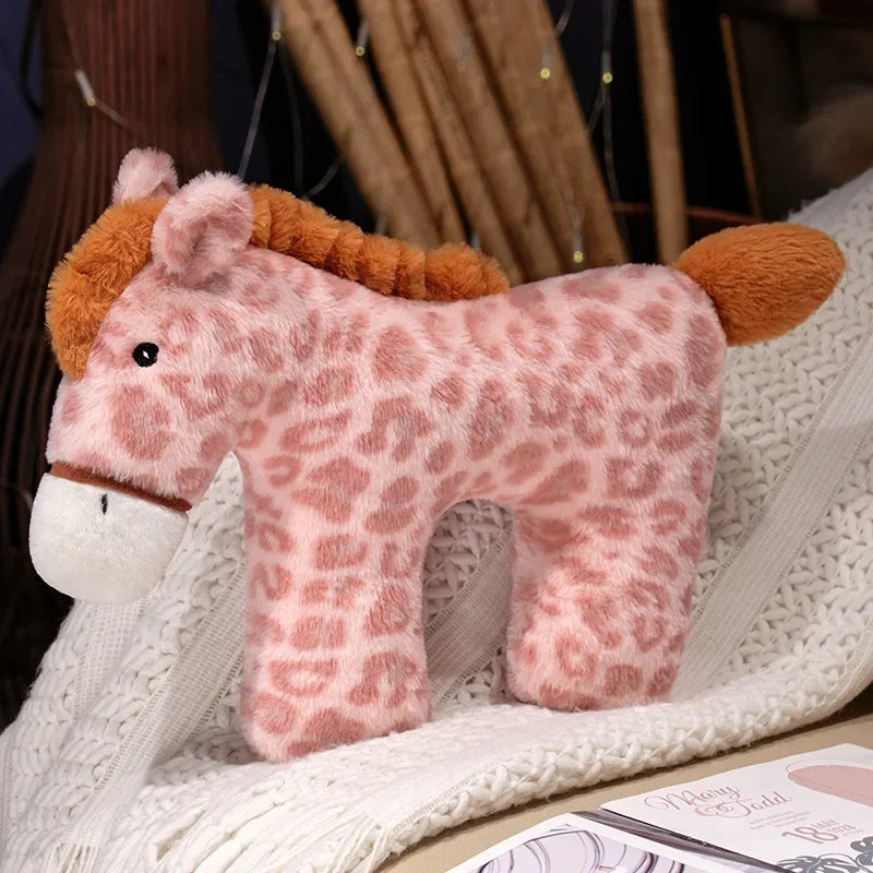 Cute Spotted Horse Plush Pillows 43x33cm - Grey/Brown/Pink