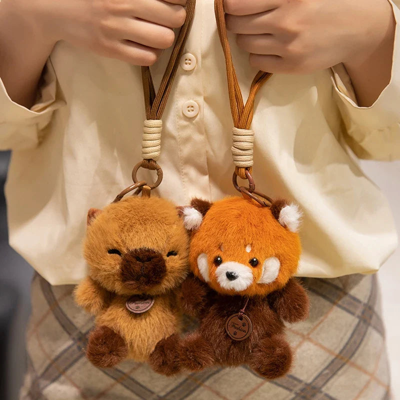 Cute Animal Plush Keychain 12cm - Pig/Cat/Dino/Elephant/Capybara/Duck/Panda/Rabbit/Penguin/Red Panda/Fox/Sloth
