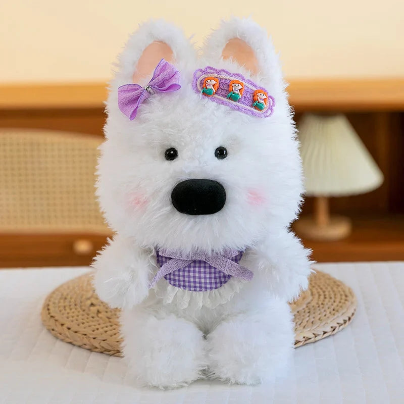 Cute Dog (West Highland White Terrier) With Hair Clip Plush Toys 30cm - 5 Styles