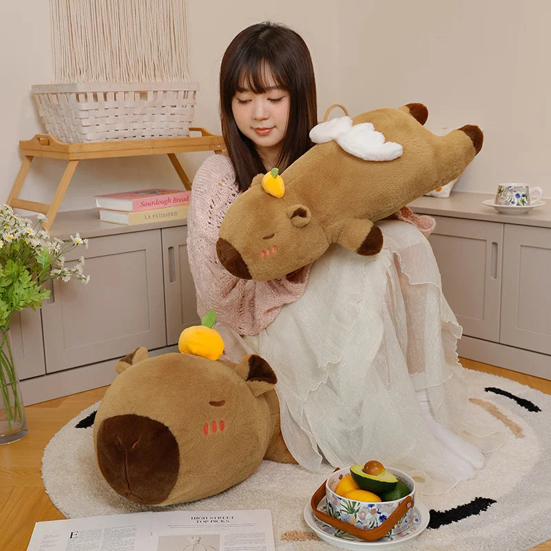 Cute Capybara With Persimmon And Wings Plush Pillows 60/80/100cm