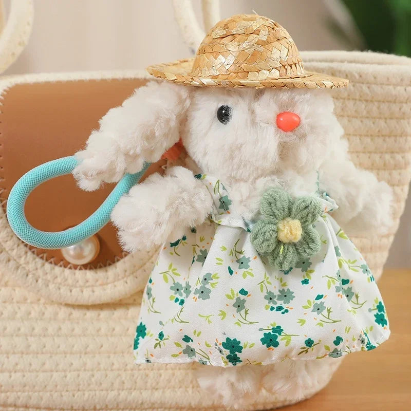 Cute White Bunny With Dress Plush Keychains 20cm - 9 Styles