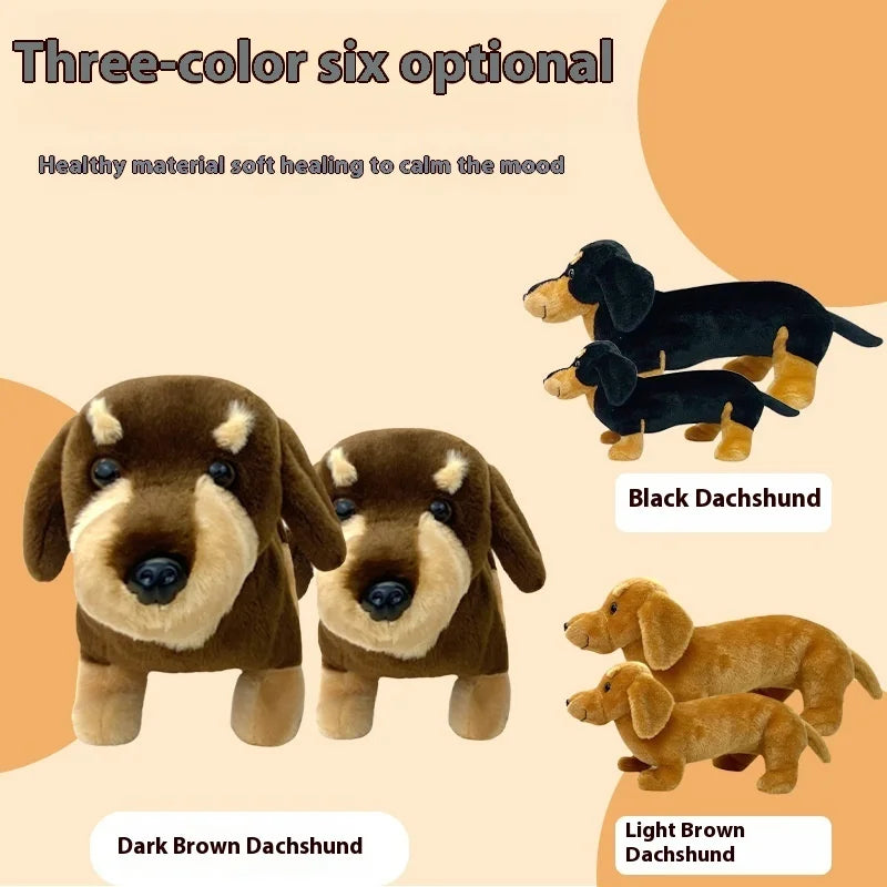 Cute Dog (Dachshund) Plush Toys 25/34cm - Black/Dark Brown/Light Brown
