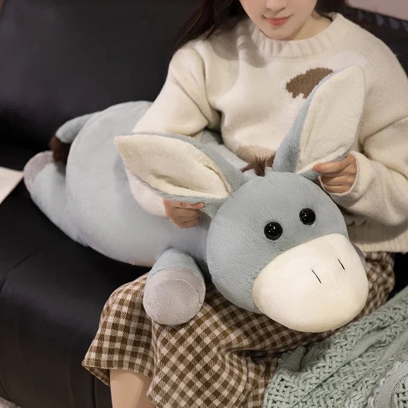 Cute Donkey Plush Pillow 50/65/90/110cm - Grey/Blue/Pink