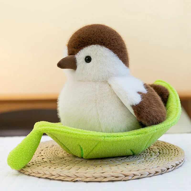 Cute Bird With/Without Leaf/Stump Plush Toys 20cm Or Plush Keychains 12cm