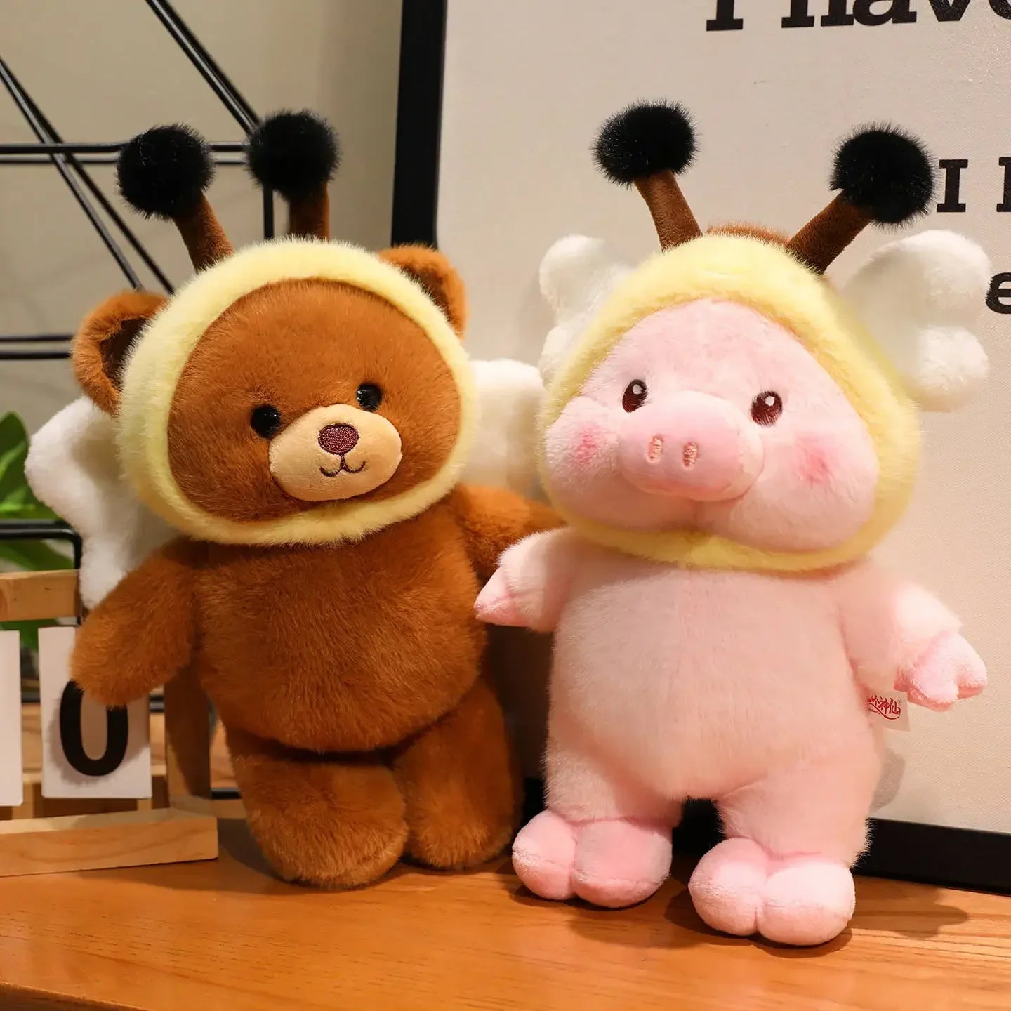 Cute Animal(Bear/Pig/Penguin) With Bee Dress Up Plush Toys 33/43cm