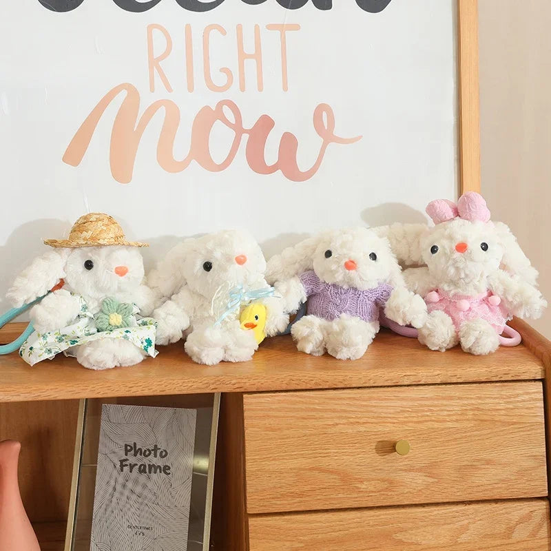 Cute White Bunny With Dress Plush Keychains 20cm - 9 Styles