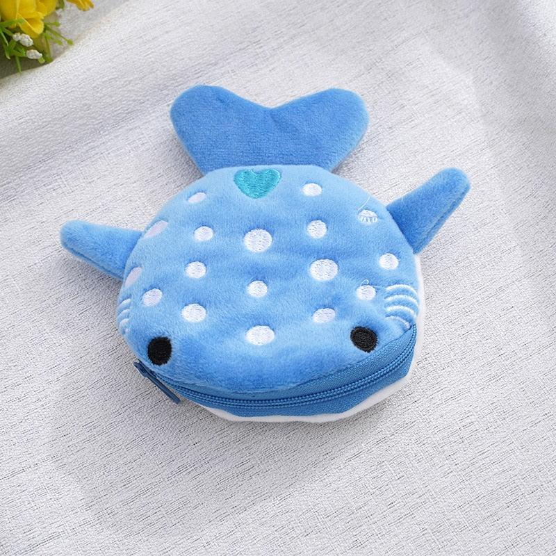 Whale Shark Coin Purse Plush Bags - Grey/Blue