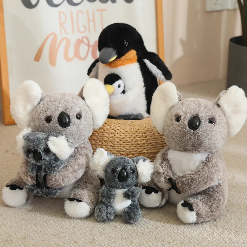 Cute Koala/Penguin With Kid Plush Toys 25cm