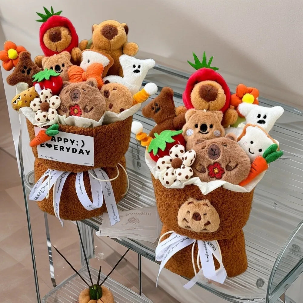 Cute Capybara With Flower Plush Bouquet - 7 Styles