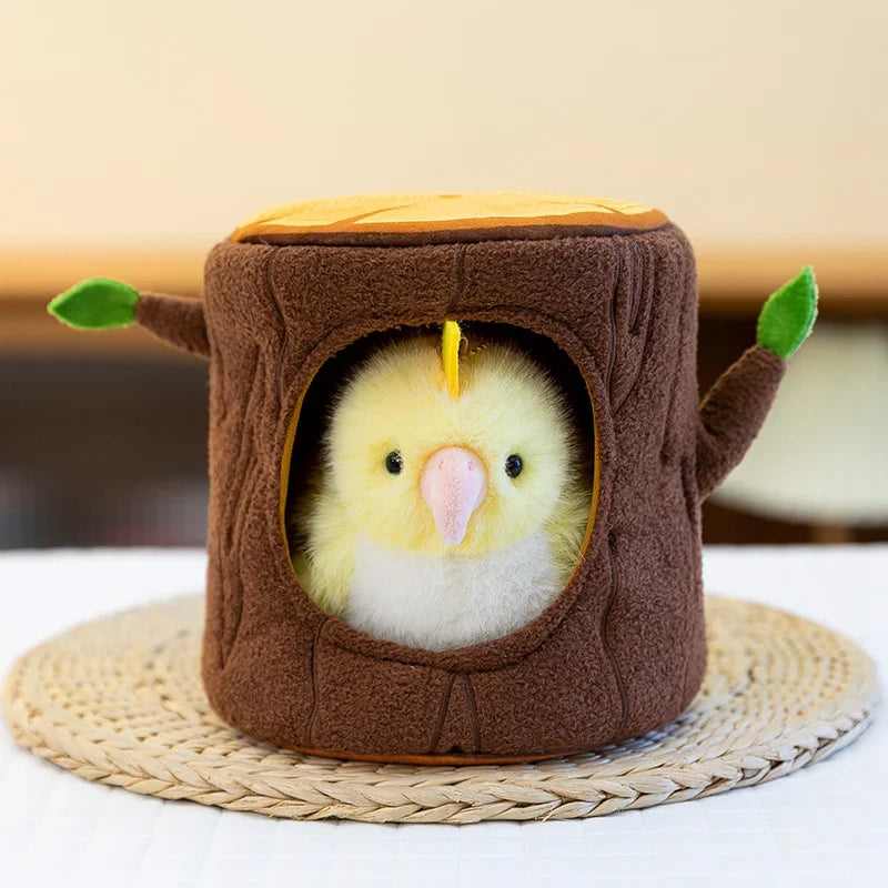 Cute Bird With/Without Leaf/Stump Plush Toys 20cm Or Plush Keychains 12cm